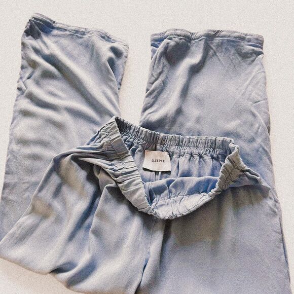 Sleeper Baby Blue crop Pajama Pants – Cropped Viscose (Sz S) - Picture 1 of 8